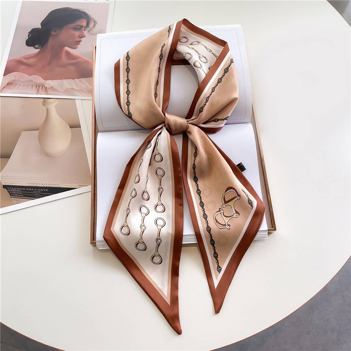 FASHIONABLE DOUBLE-LAYER RIBBON ANGLED HEAD SCARF