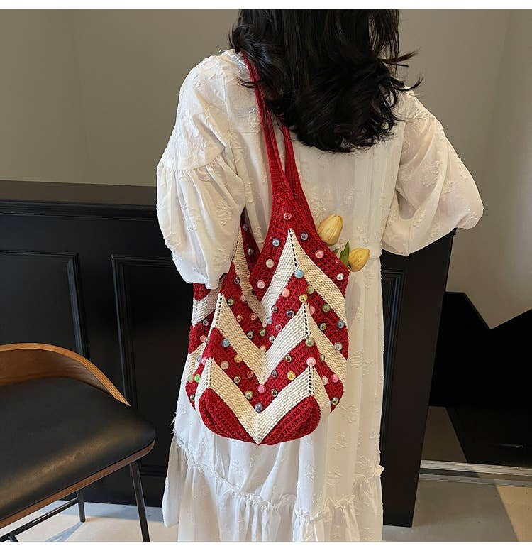 Pearl hollowed-out large-capacity underarm bag