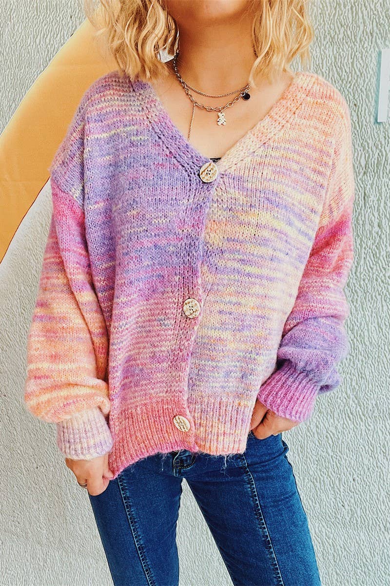 Sweet knit cardigan in tie-dye candy color