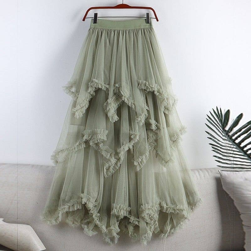 CWBSS0460_LAYERED ORGANZA TIERED MAXI CAKE SKIRT