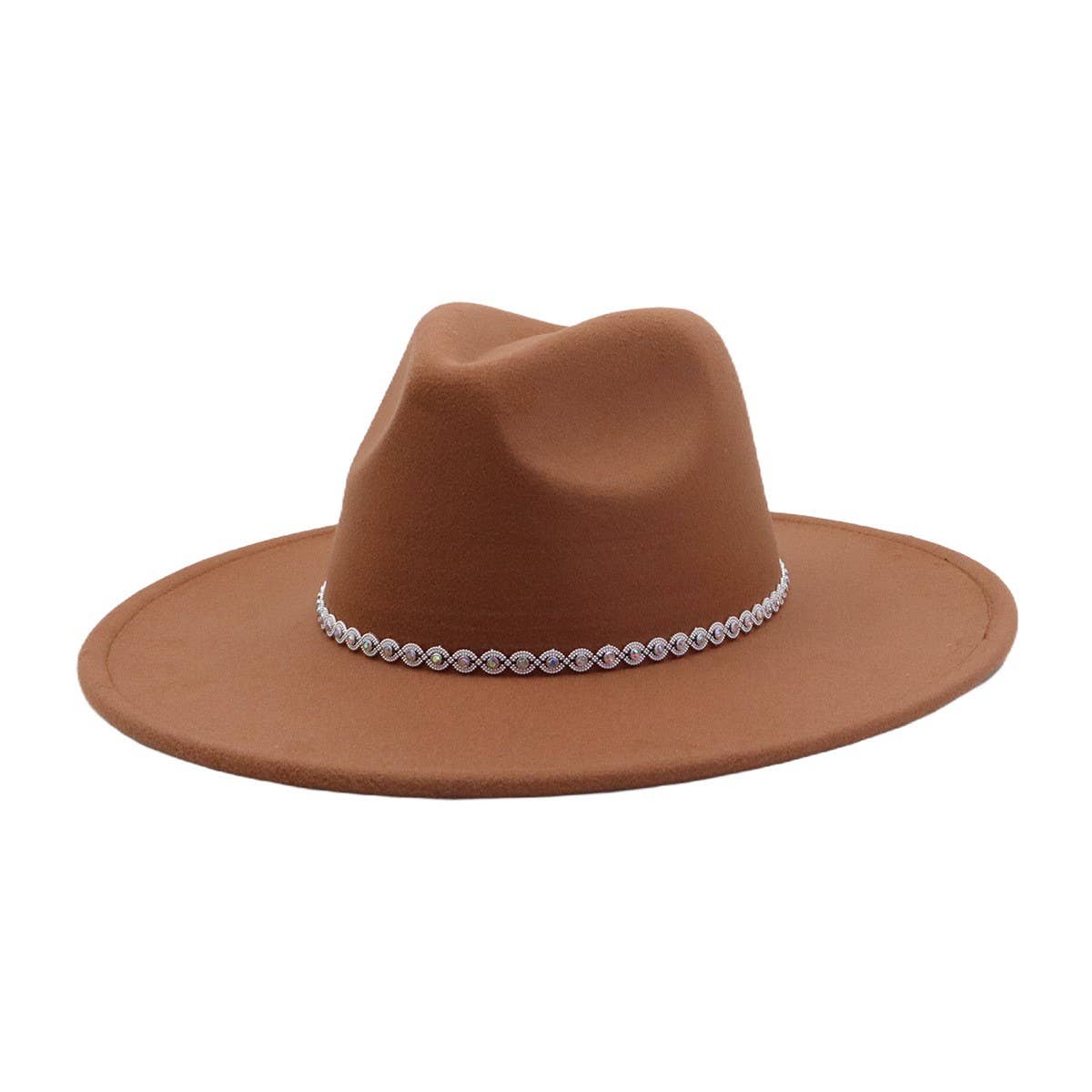 Heart Top Wide Brim Wool Blend Fedora Hat for All_CWAH04389