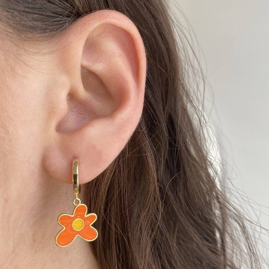 Trendy Commuter Floral Enamel Earrings & Ring