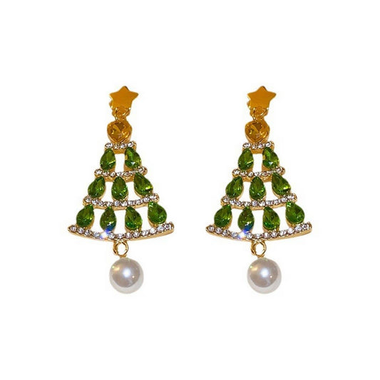 DIAMOND DEER HEAD SNOWFLAKE EARRINGS