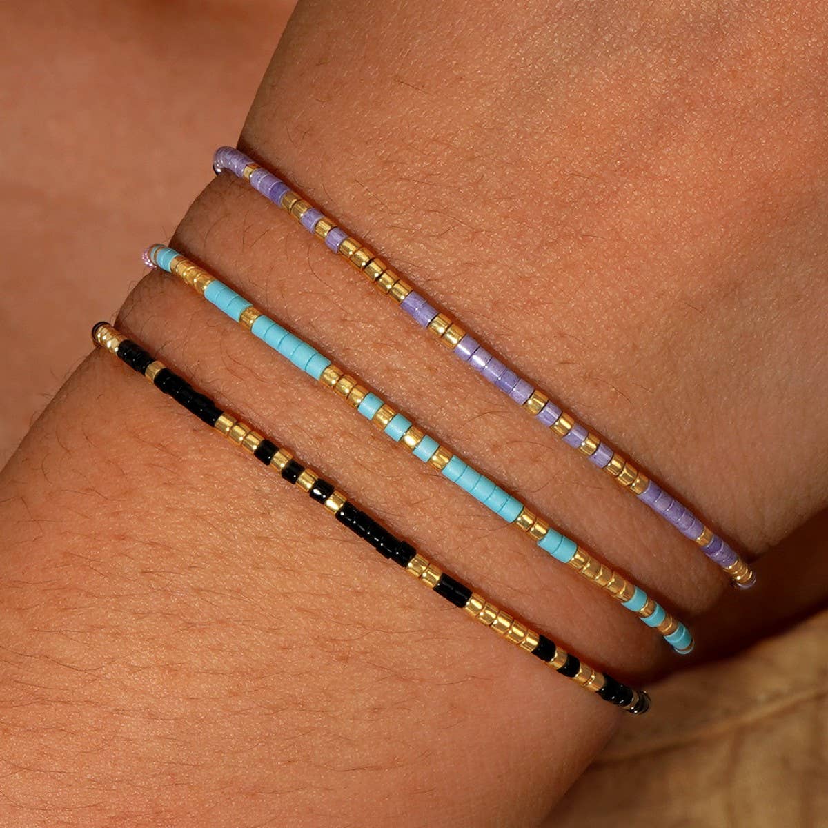 RICE BEADS MORSE CODE THIN BRACELET_CWAB4629