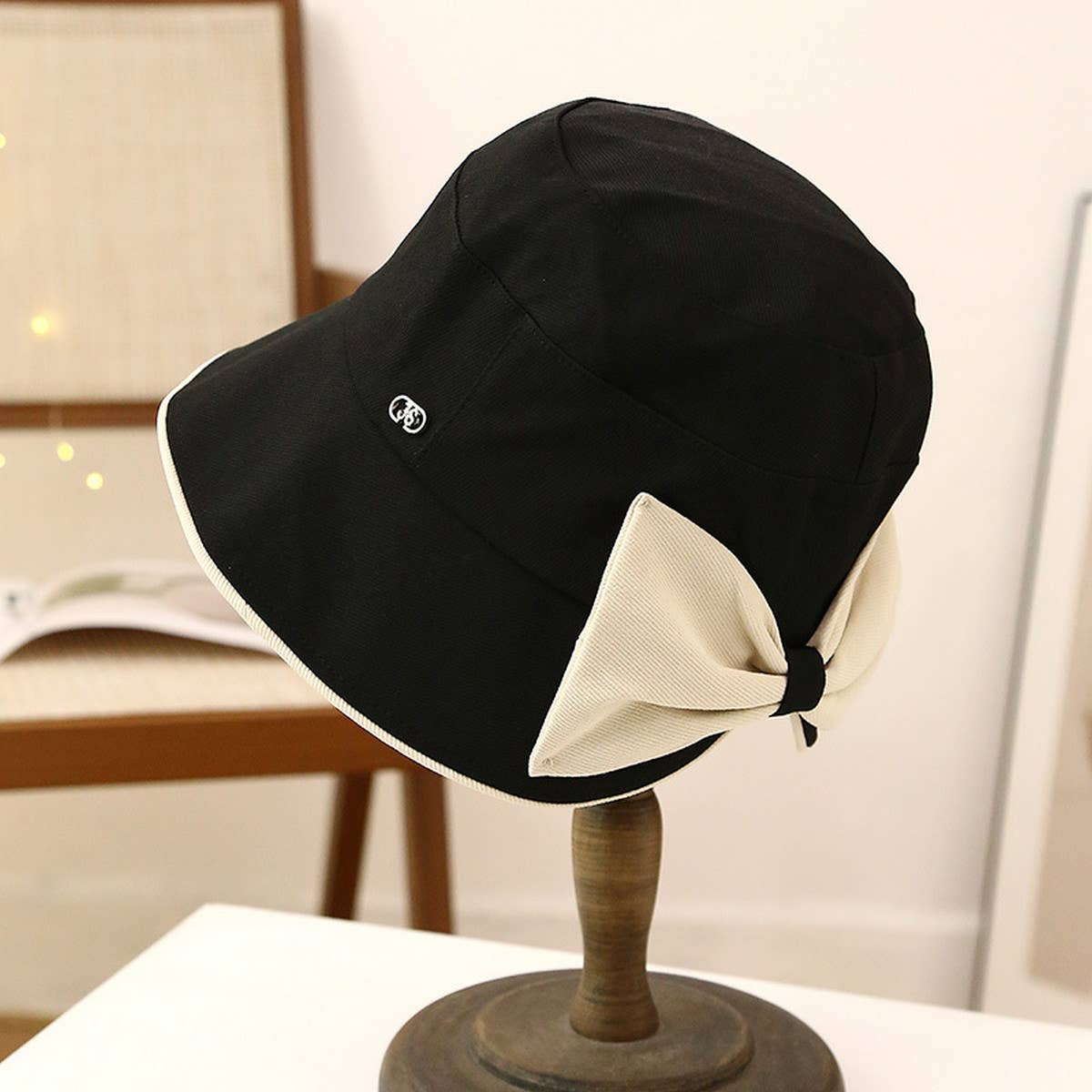 WOMEN OUTDOOR SUN VISOR BOW BUCKET HAT_CWAB2847