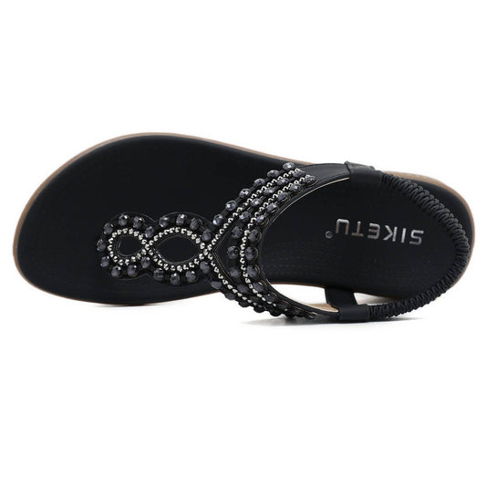 CRYSTAL BEADED DECORATIVE PINCH TOE SANDALS