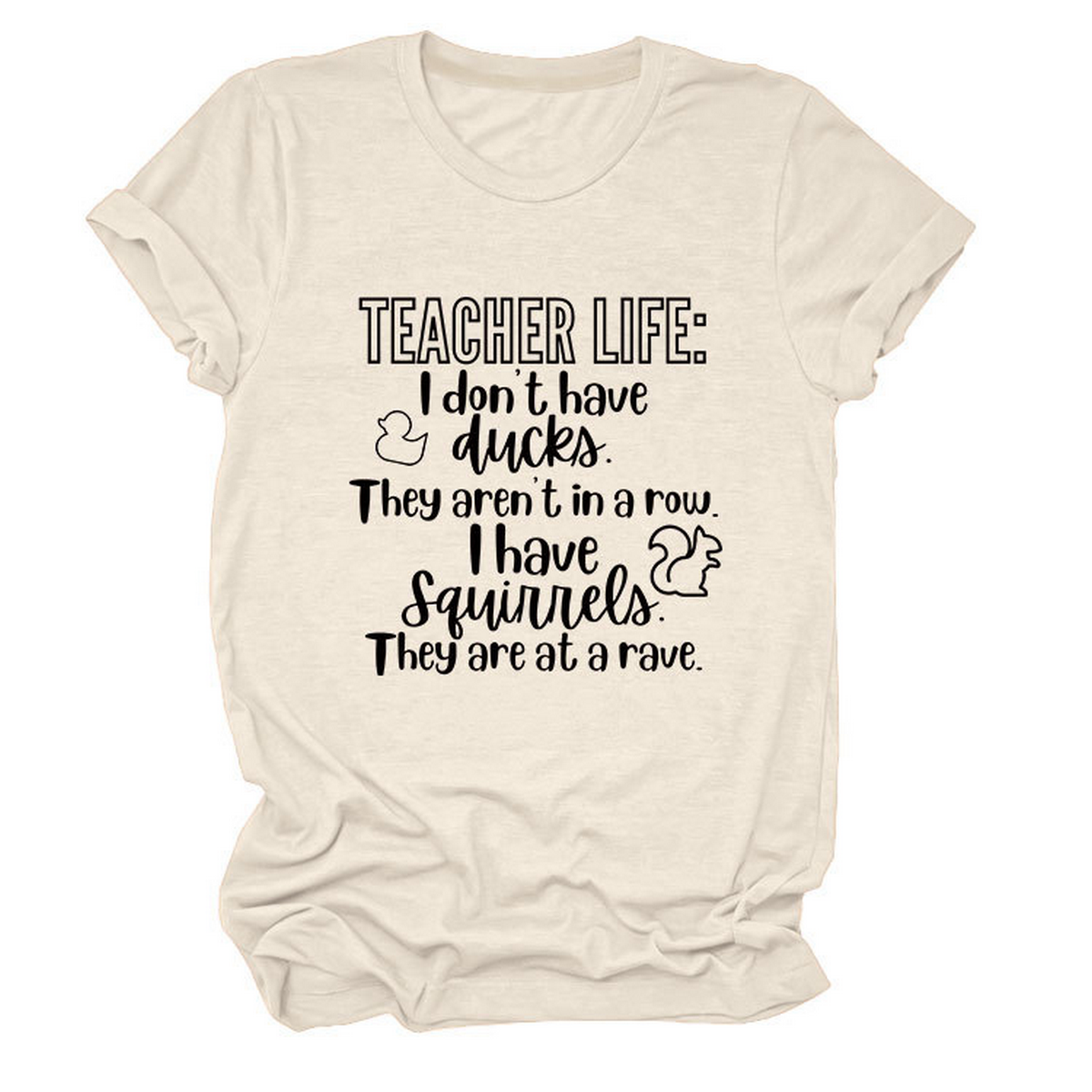 Casual Teacher Tee ??Round Neck Graphic Shirt_CWTTSL0479