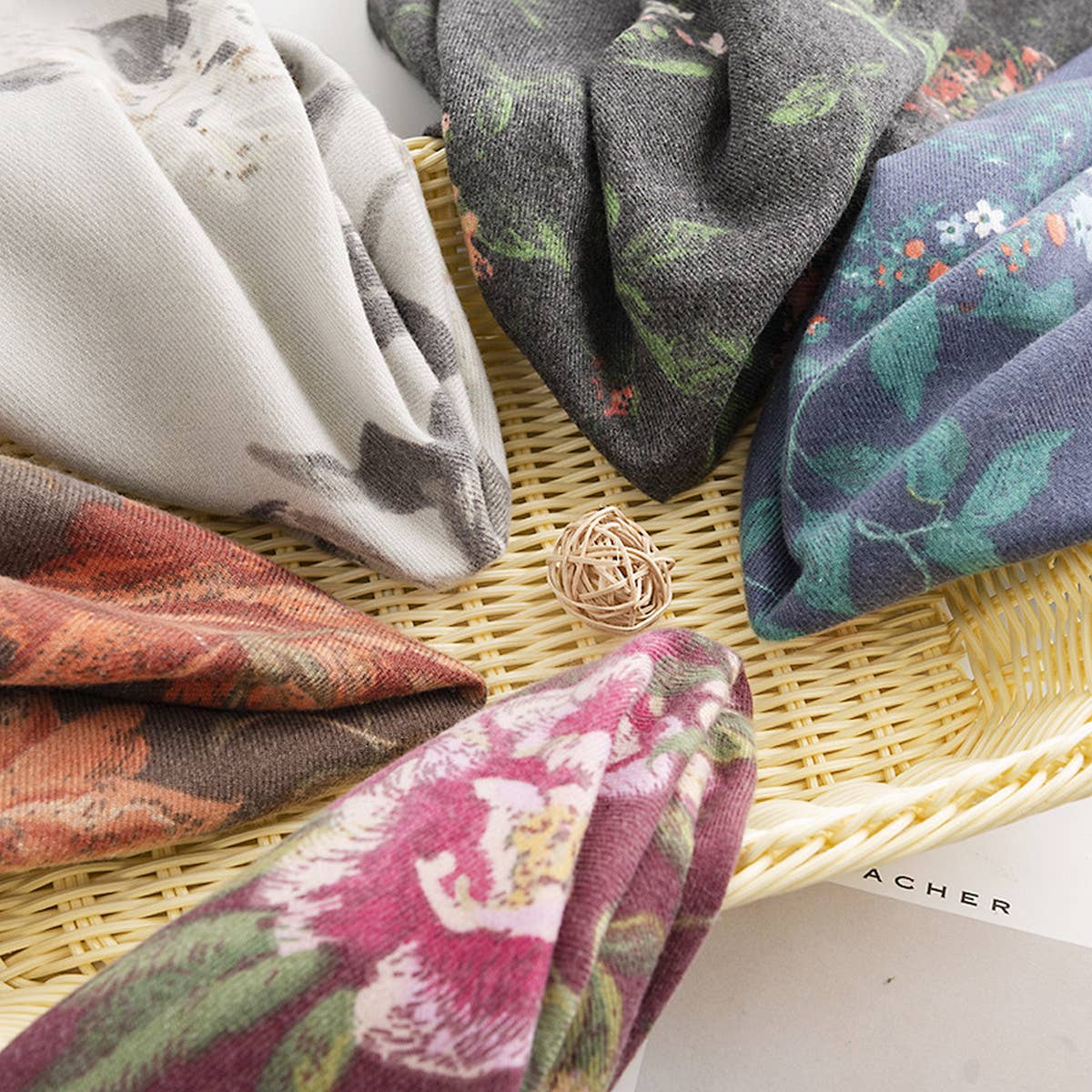 Rose Print Tassel Scarf - Boho Faux Cashmere Wrap