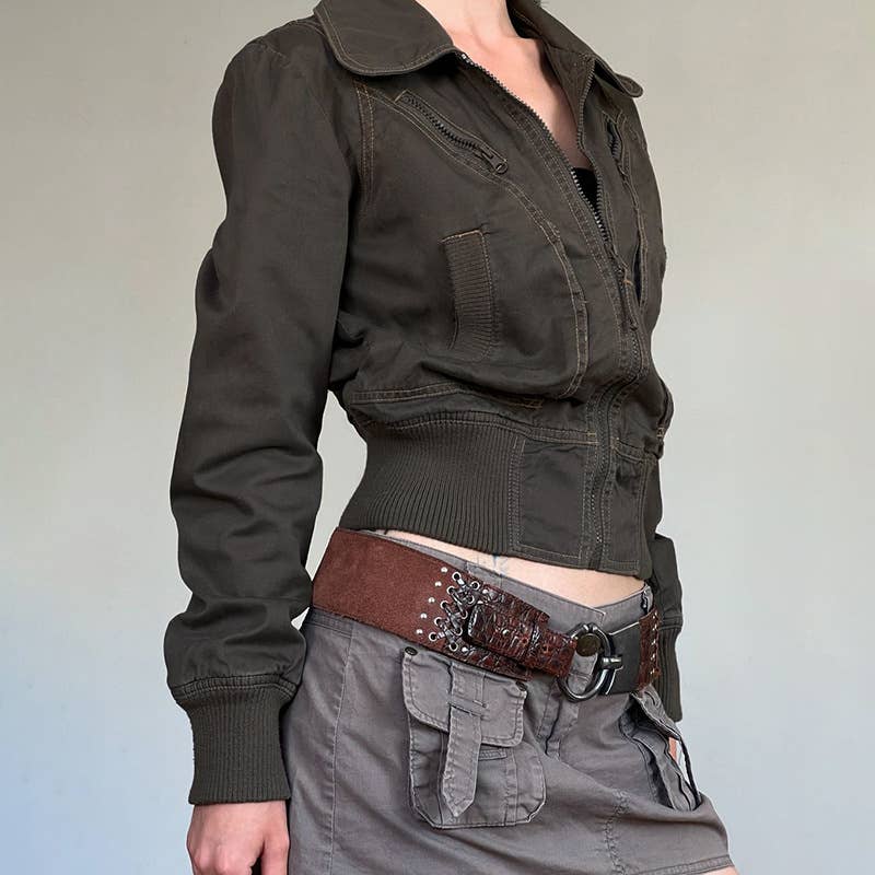 Zipper collar design feeling short jacket