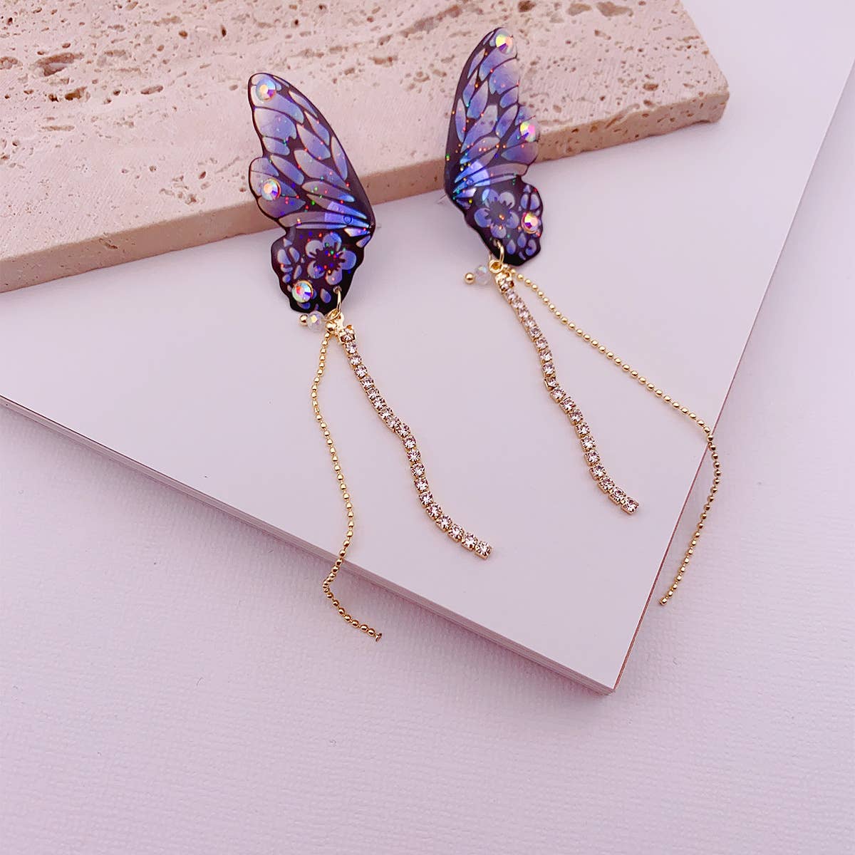 Personalized three-dimensional butterfly earrings
