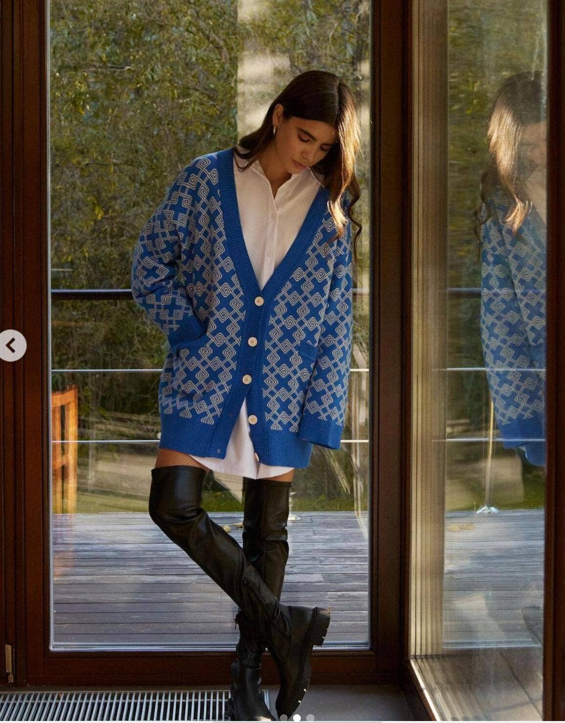 ETHNIC STYLE COLOR CONTRAST V-NECK CARDIGAN