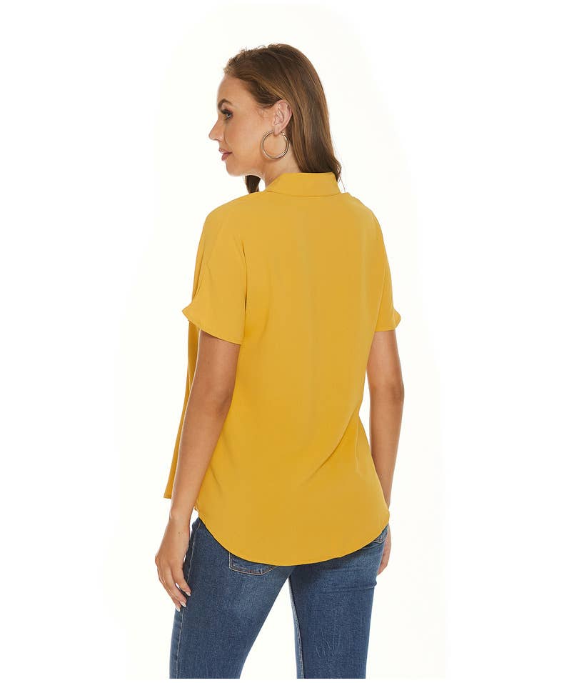 Lapel loose chiffon short sleeve