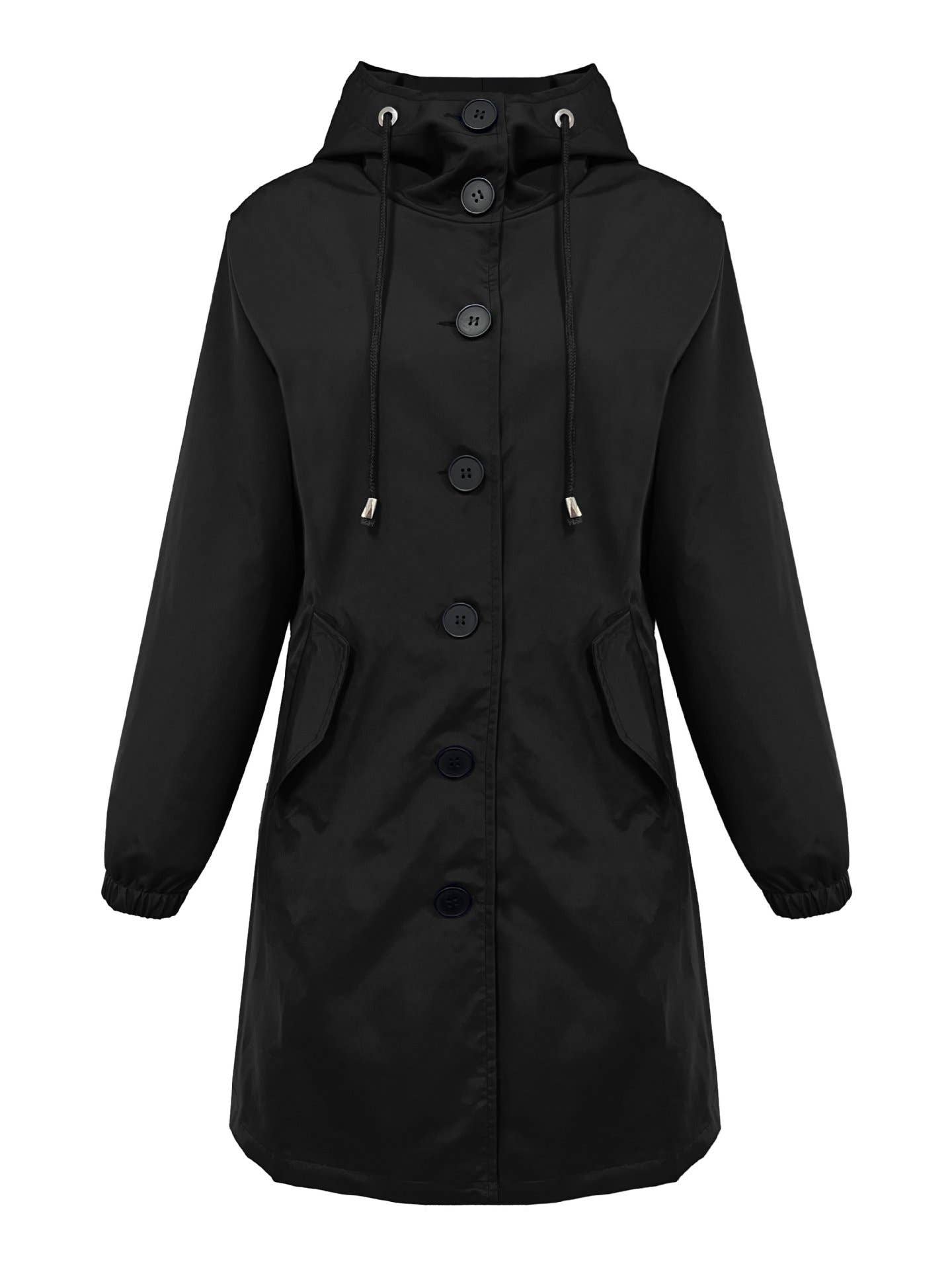SINGLE-BREASTED HOODED TRENCH COAT CASUAL COAT