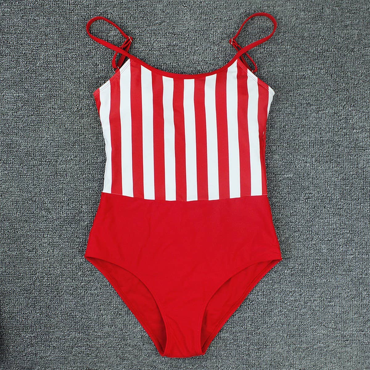 SEXY TIGHT STRIPED SUSPENDER ONE-PIECE SWIMSUIT