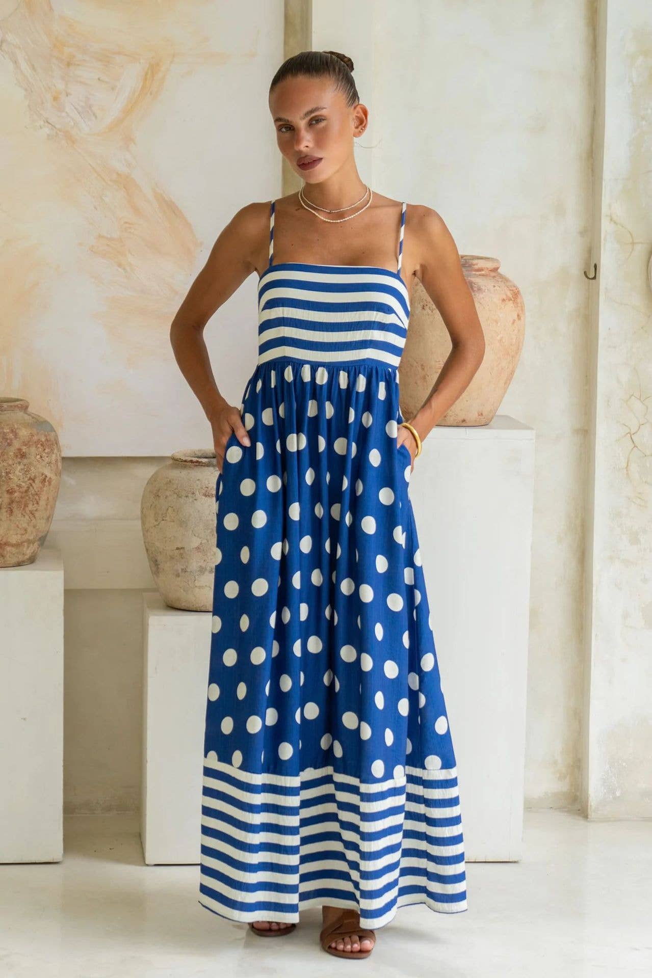 Stylish print halter sexy high-waisted dress