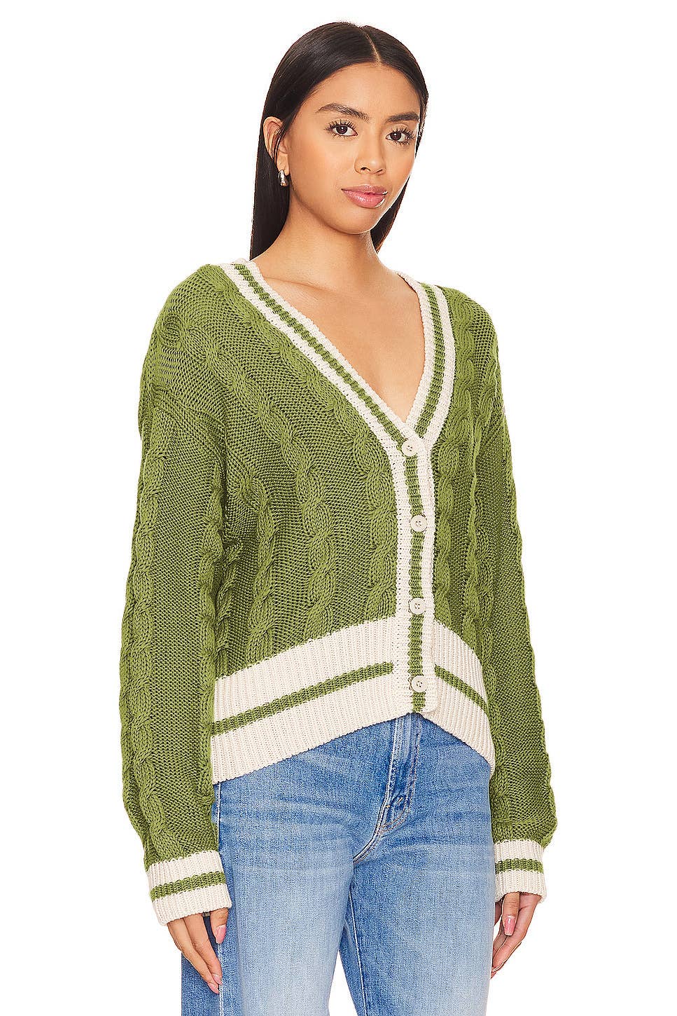 V-NECK MATCHING COLOR TWIST LOOSE CARDIGAN COAT