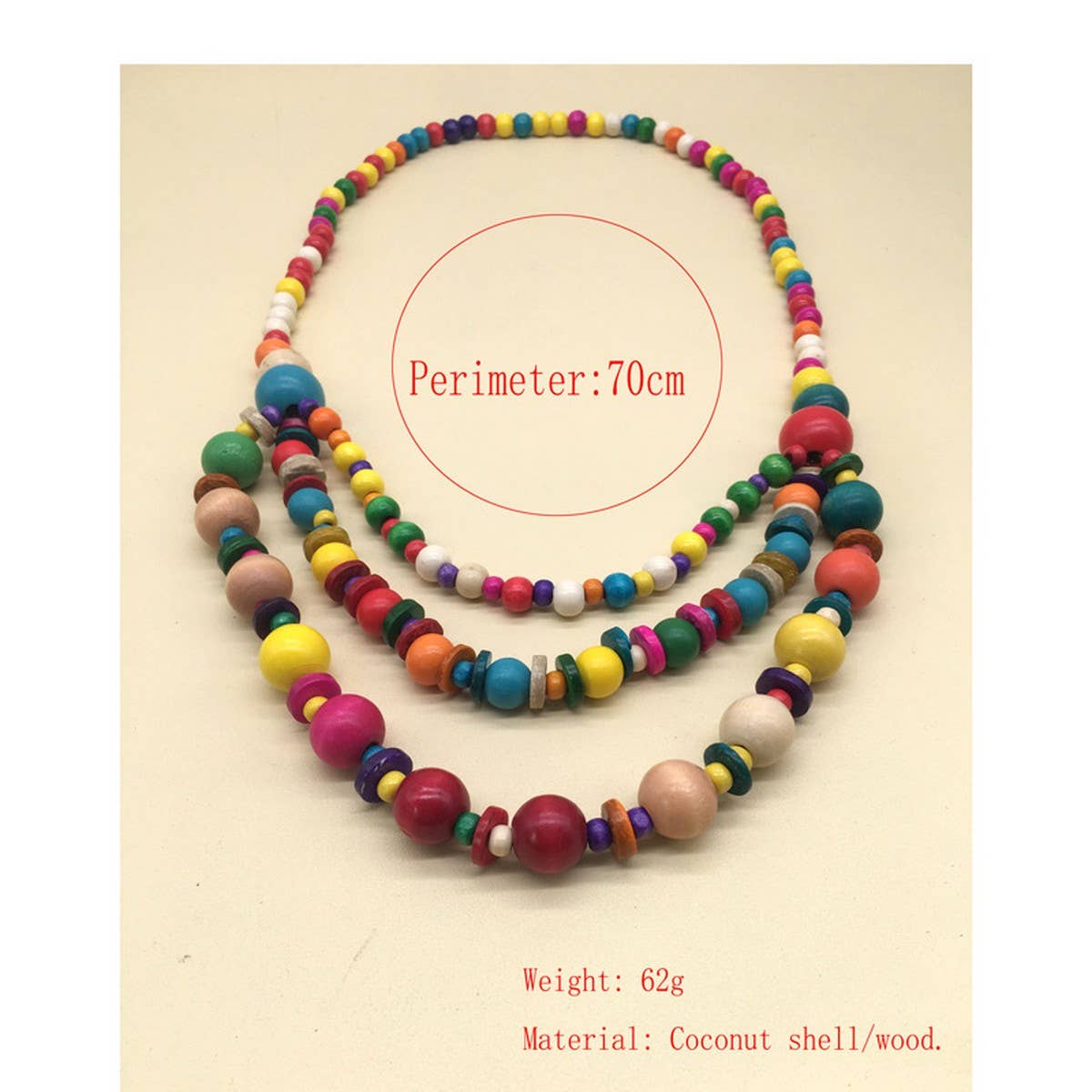 BOHEMIAN COLORFUL COCONUT WOOD BEAD NECKLACE_CWMM4929