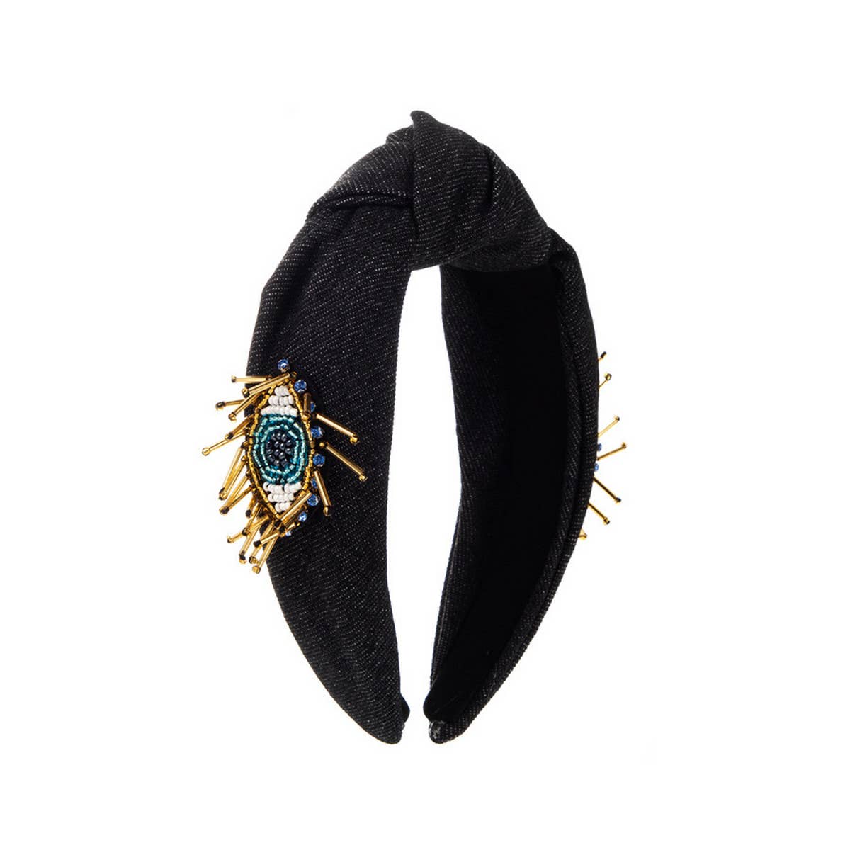 FASHIONABLE EVIL EYE DENIM HEADBAND