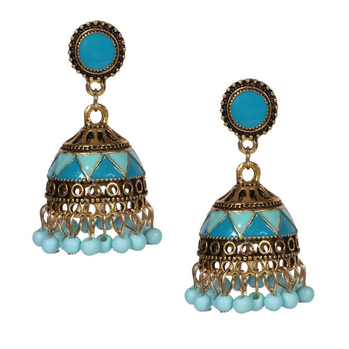 CWAJE05678_BOHO COLORFUL BEADED TASSEL BELL DROP EARRINGS
