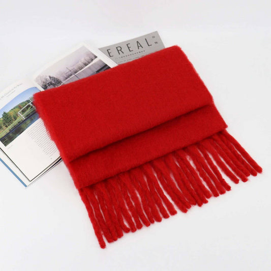 Thick Mohair Scarf - Winter Tassel Wrap for Women
