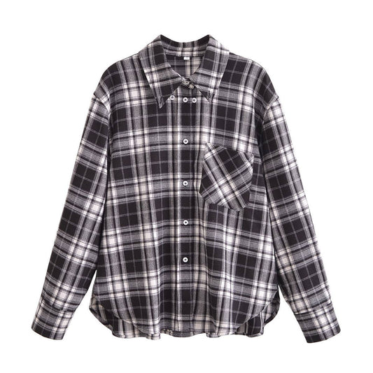FASHION CASUAL DESIGN LOOSE PLAID SHIRT