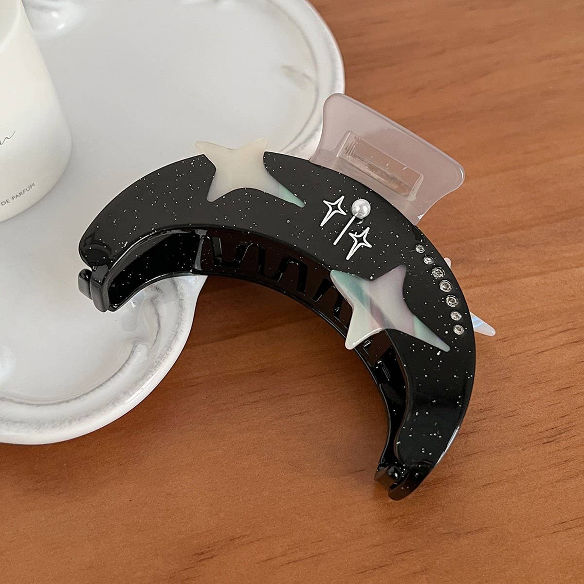 Star & Moon Rhinestone Hair Claw Acetate Clip_CWAHA5821