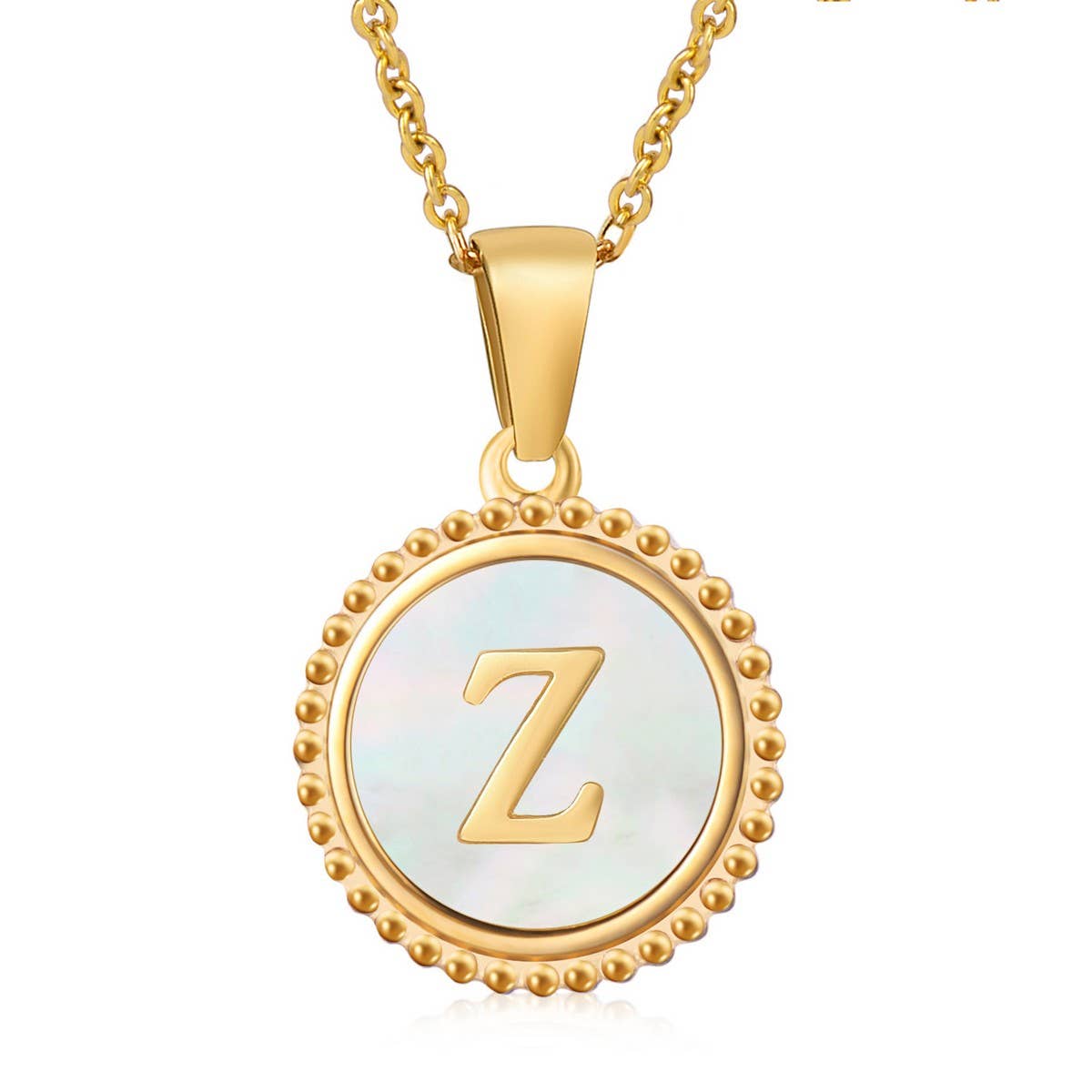 18K GOLD STAINLESS STEEL SHELL LETTER NECKLACE_CWAJE0686