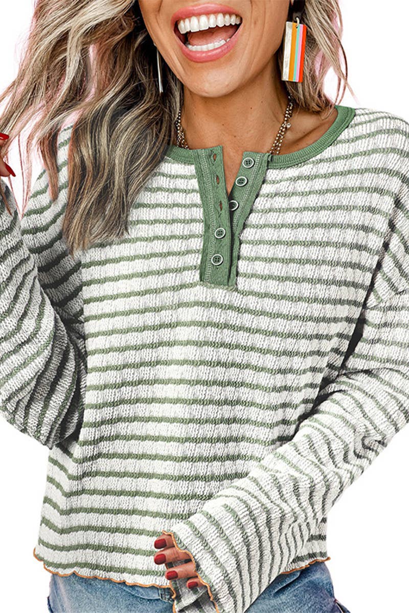 SIMPLE ALL-IN-ONE STRIPED PRINTED RUFFLE HOODIE