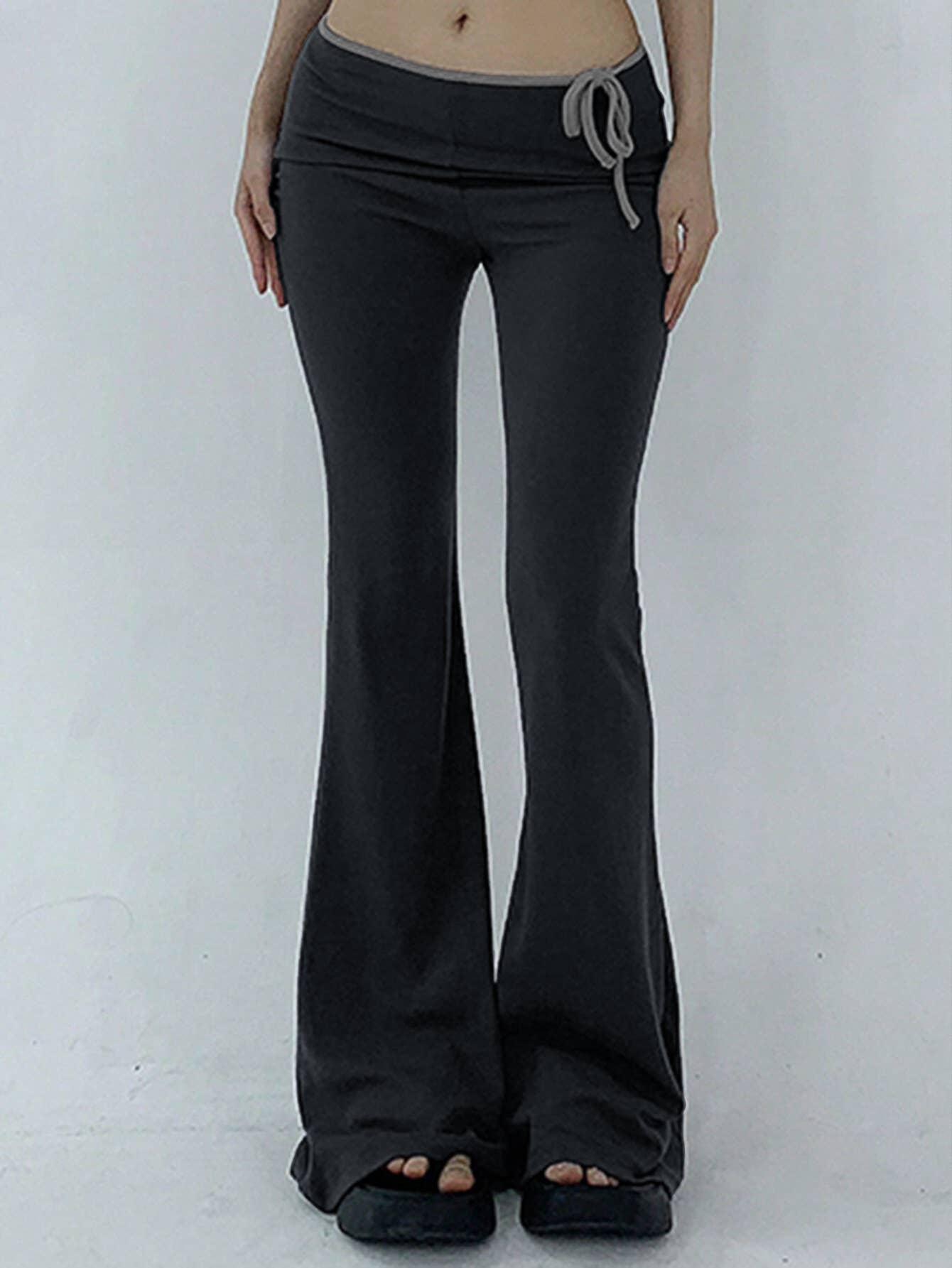 HIGH-WAISTED,SLIM,WIDE-LEGGED,LONG-FLARED PANTS