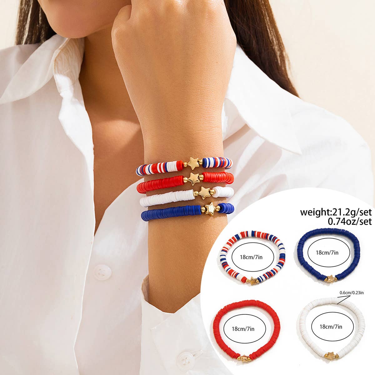 NEW FLAG CONTRAST COLOR BEADED BRACELET