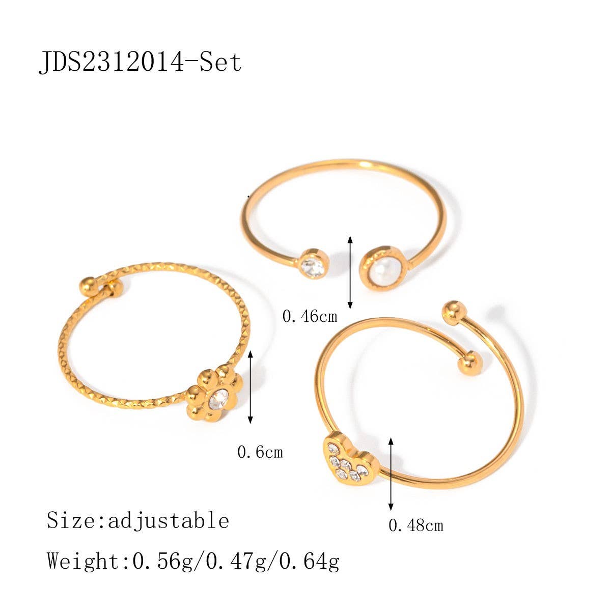 18K PALD GOLD STAINLESS STEEL RINGS SET WHOLESALE_CWAJE1231