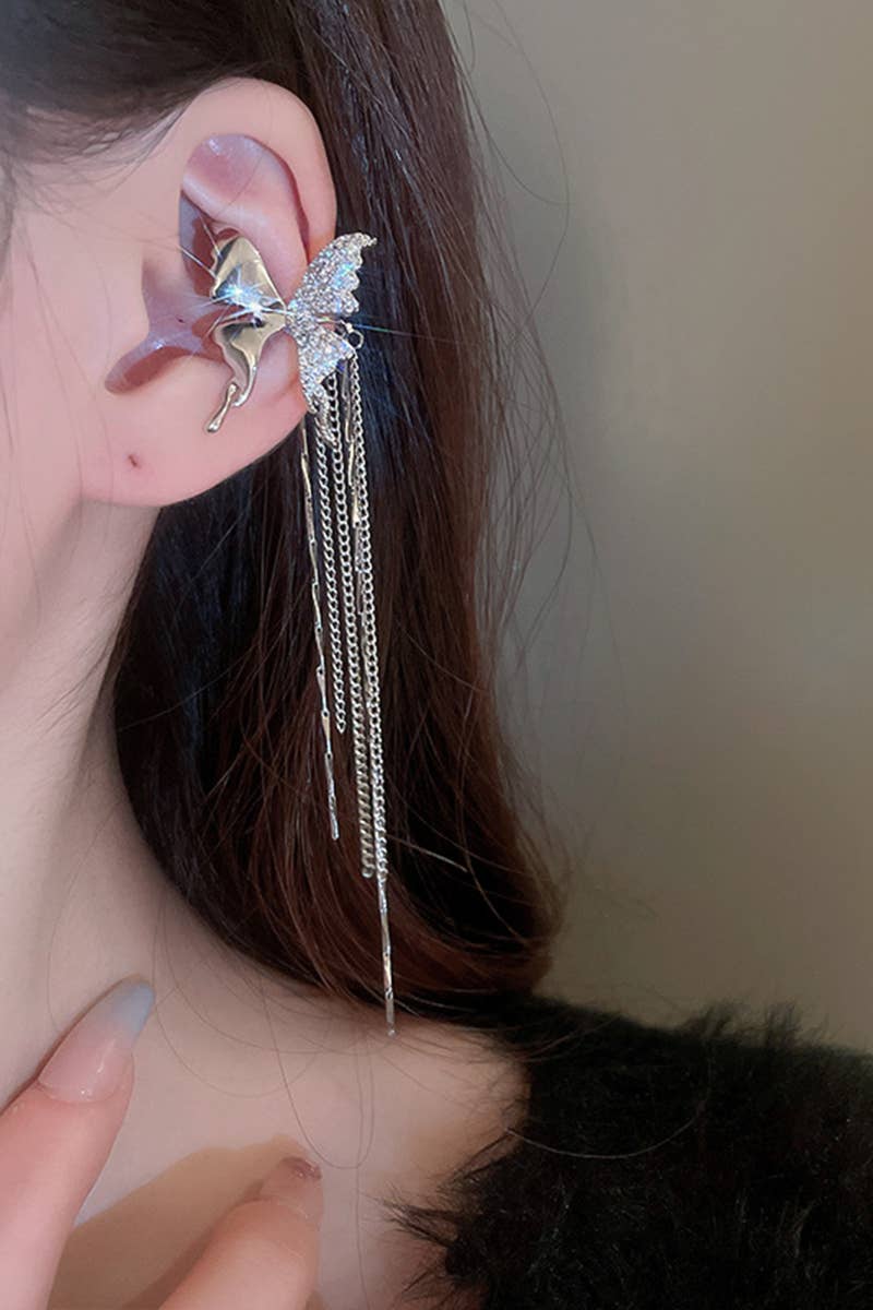 BUTTERFLY PENDANT CHAIN DROP EARRINGS_CWAJE0346