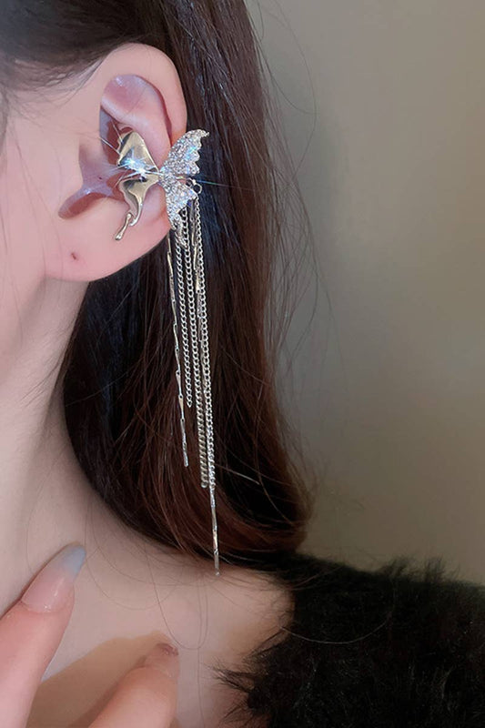 BUTTERFLY PENDANT CHAIN DROP EARRINGS_CWAJE0346