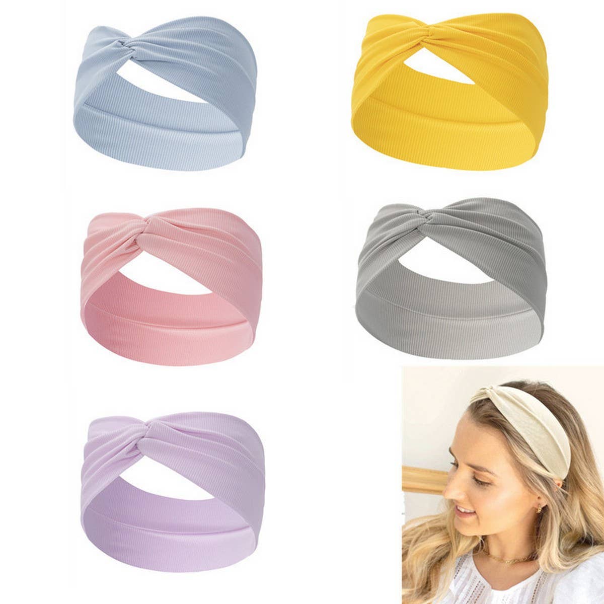 CWAHA6418_WIDE KNOTTED CROSS-SPORT ELASTIC HEADBAND