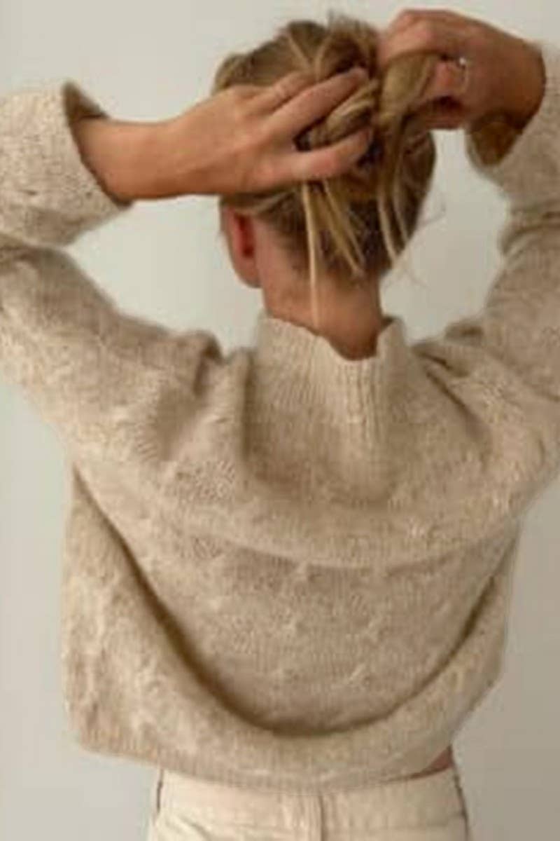 CWOSWL07454_HIGH NECK CASUAL LOOSE CABLE KNIT SWEATER