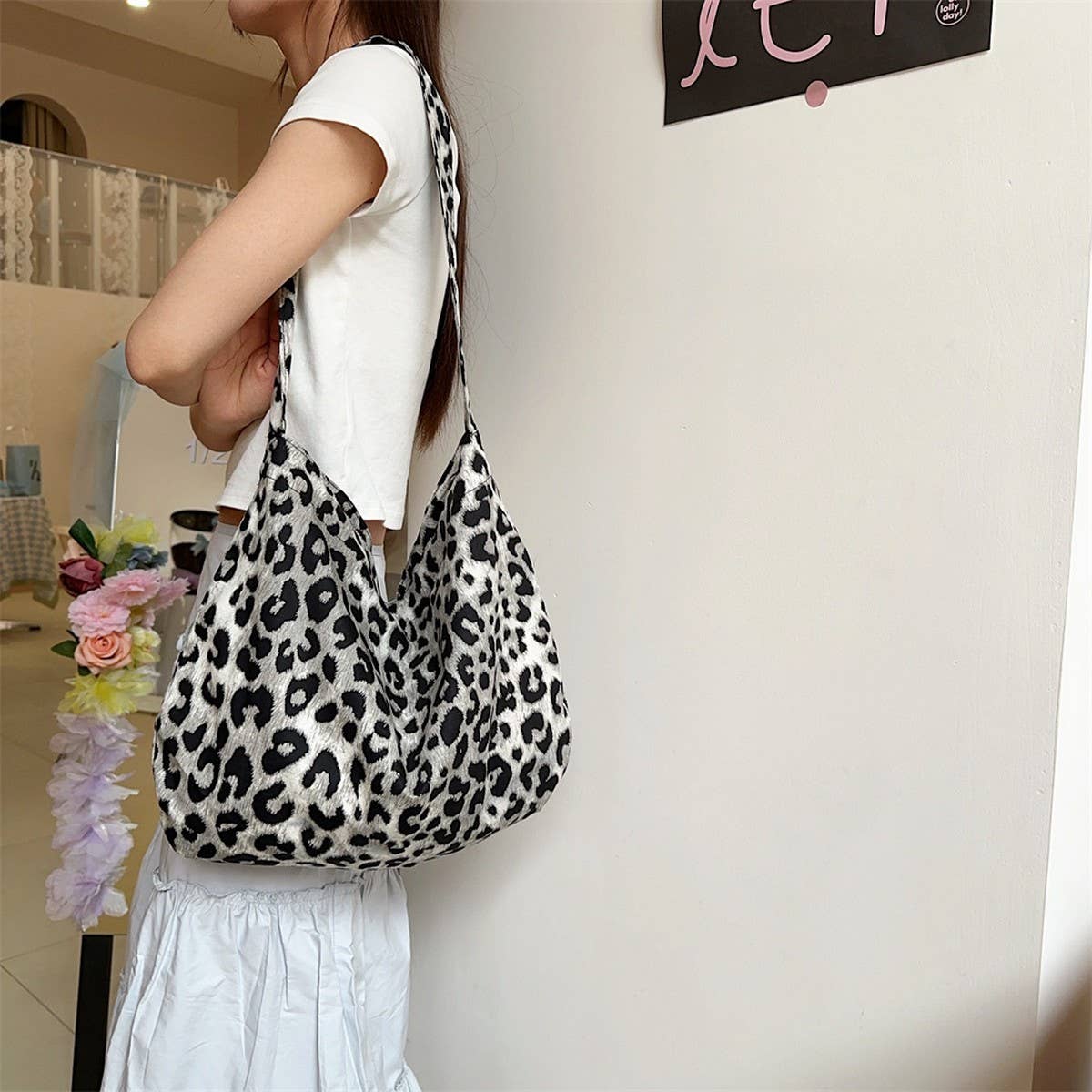 CWAB3894_PRINTED SINGLE SHOULDER SHOPPING BAG CANVAS BAG