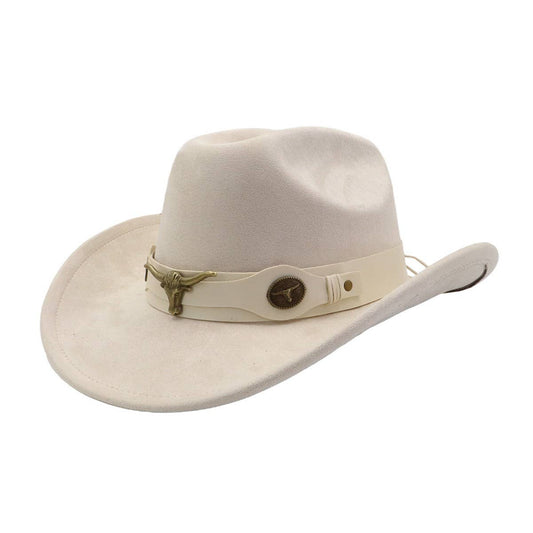 Western Ethnic Suede Cowboy Fedora Jazz Hat_CWAH04426