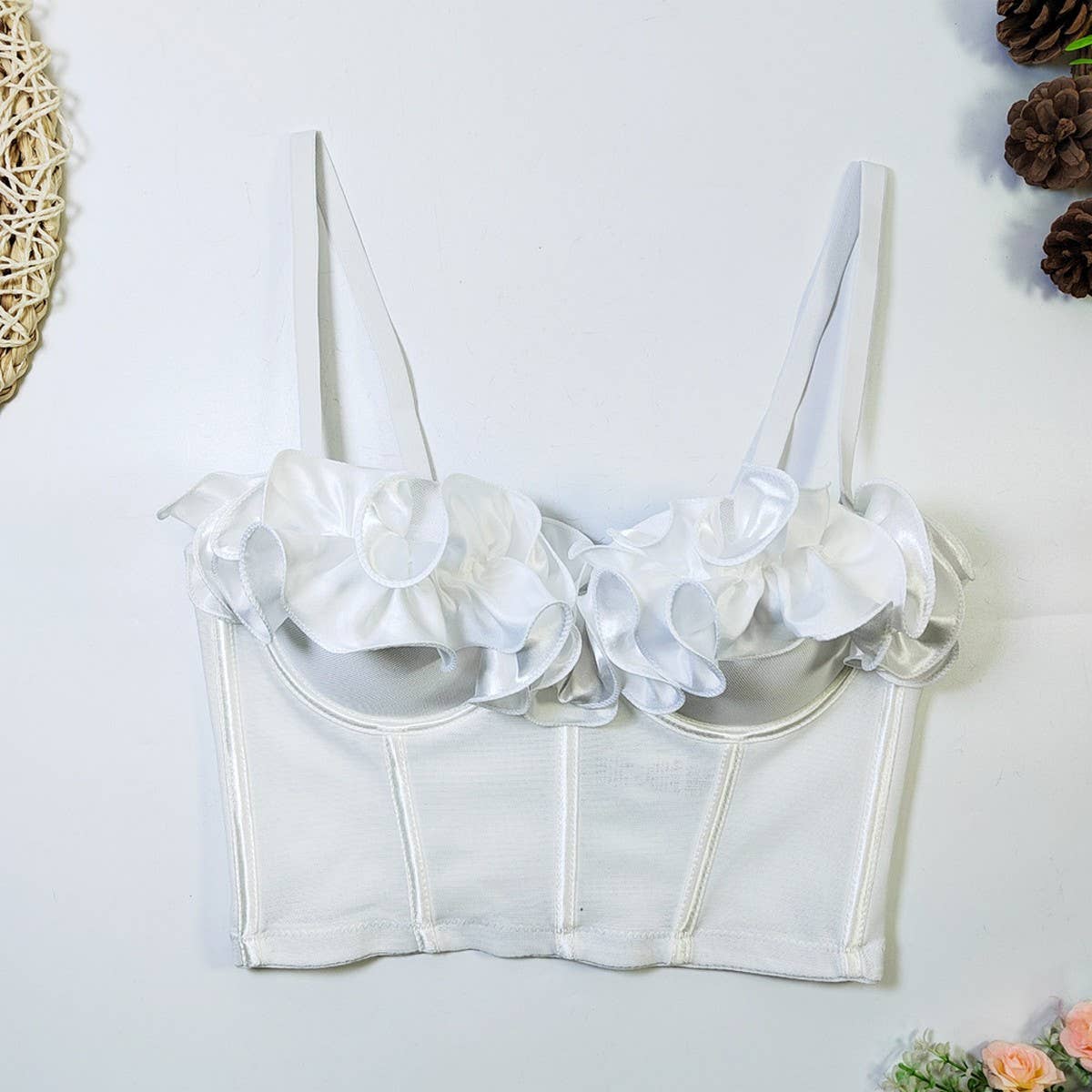 TEMPERAMENT ELASTIC MESH DESIGN HERRINGBONE BRA