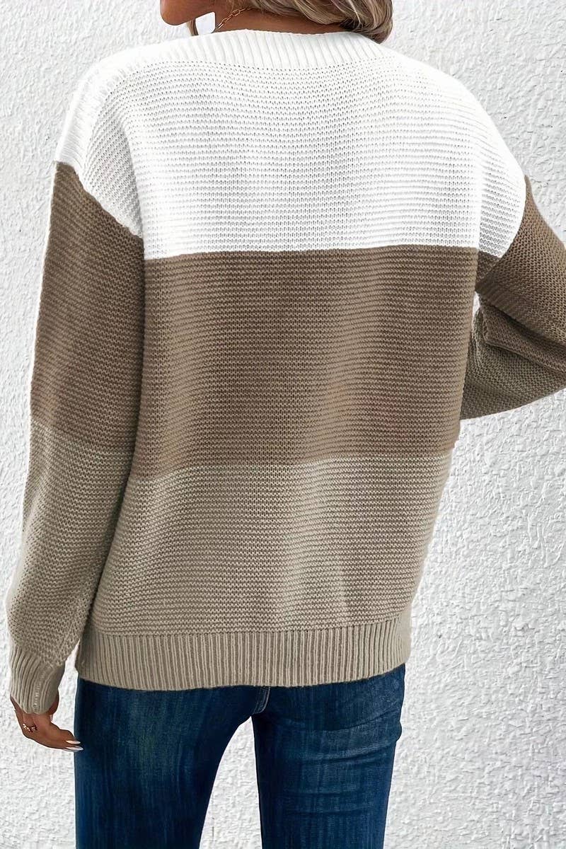 CWOSWL07648_CONTRAST COLOR PANELED CREW NECK KNIT TOP