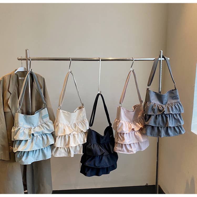 Lotus leaf pleats large-capacity crossbody bag