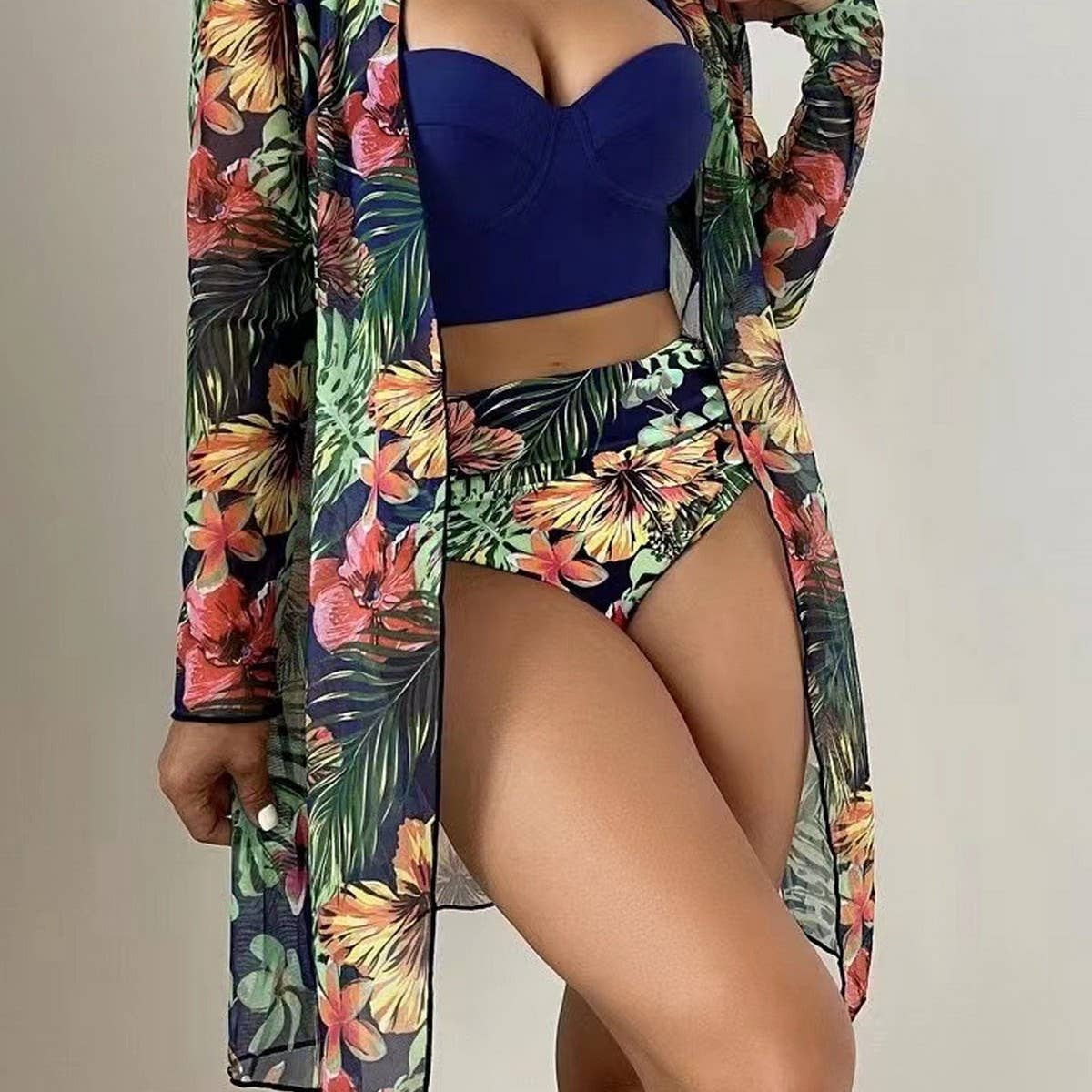 SEXY SWIM COVER UP MULTICOLOR PRINTING BIKINI
