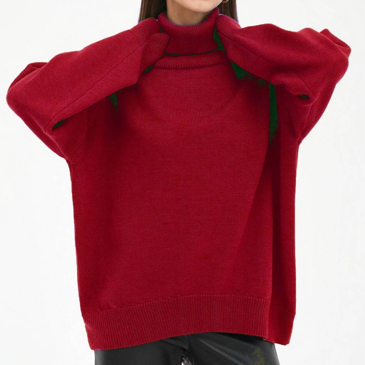 Women's Solid Turtleneck Knit Sweater