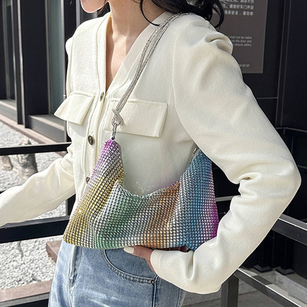 FASHION RHINESTONE RETRO SHOULDER BAG_CWAB0987