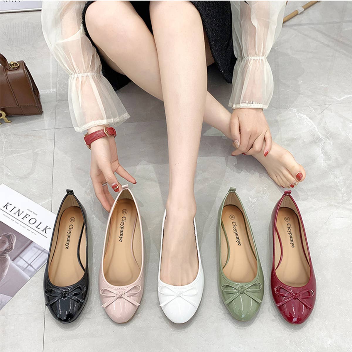 FLAT BOTTOM SOFT LEATHER BOW CASUAL WOMEN SHOES