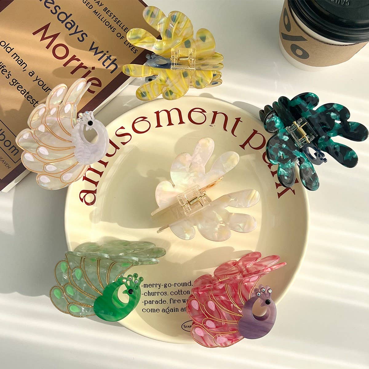 Peacock Acetate Hair Claw, Rhinestone Chic Clip_CWAHA5900