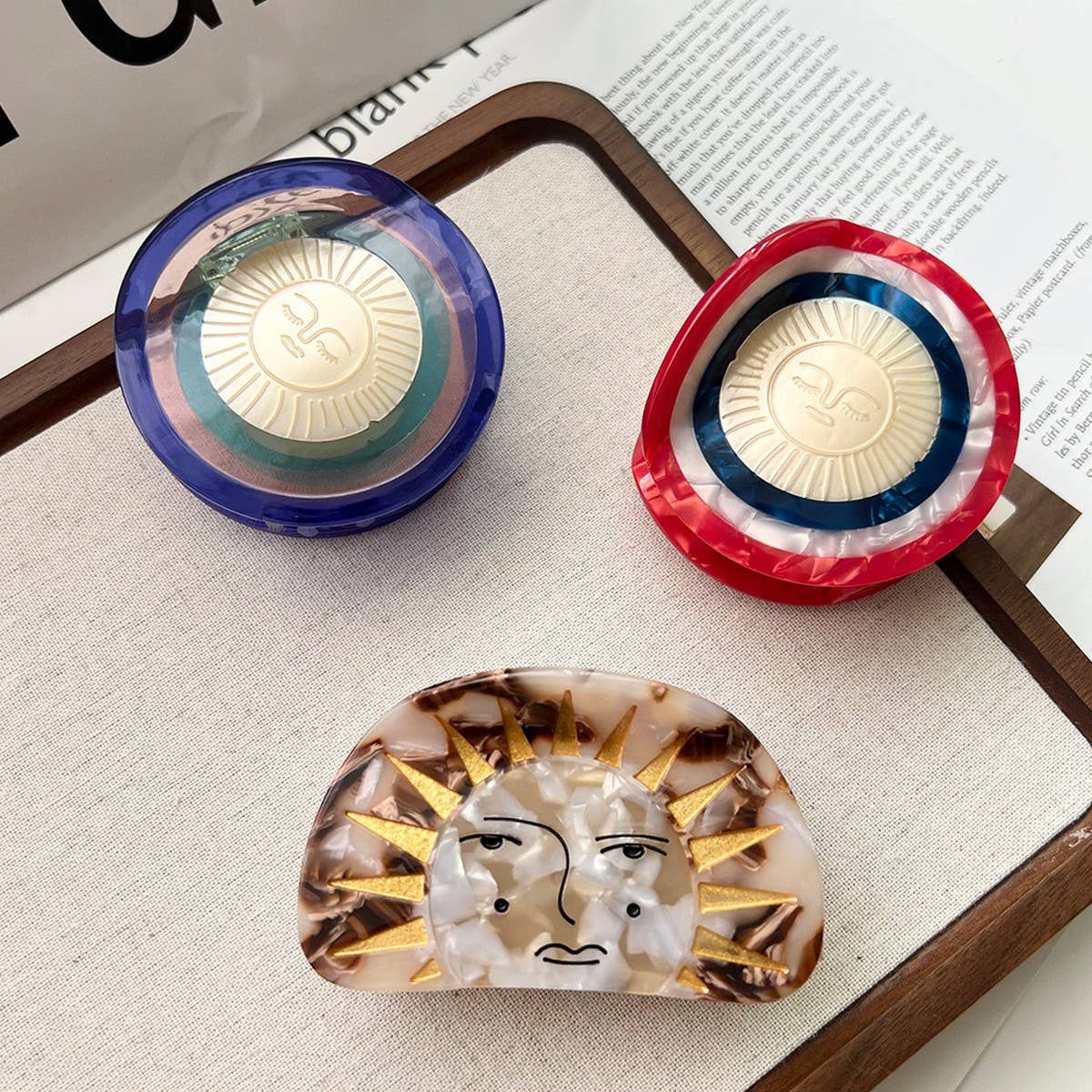 Swan & Star Acetate Hair Clips with Goddess Design