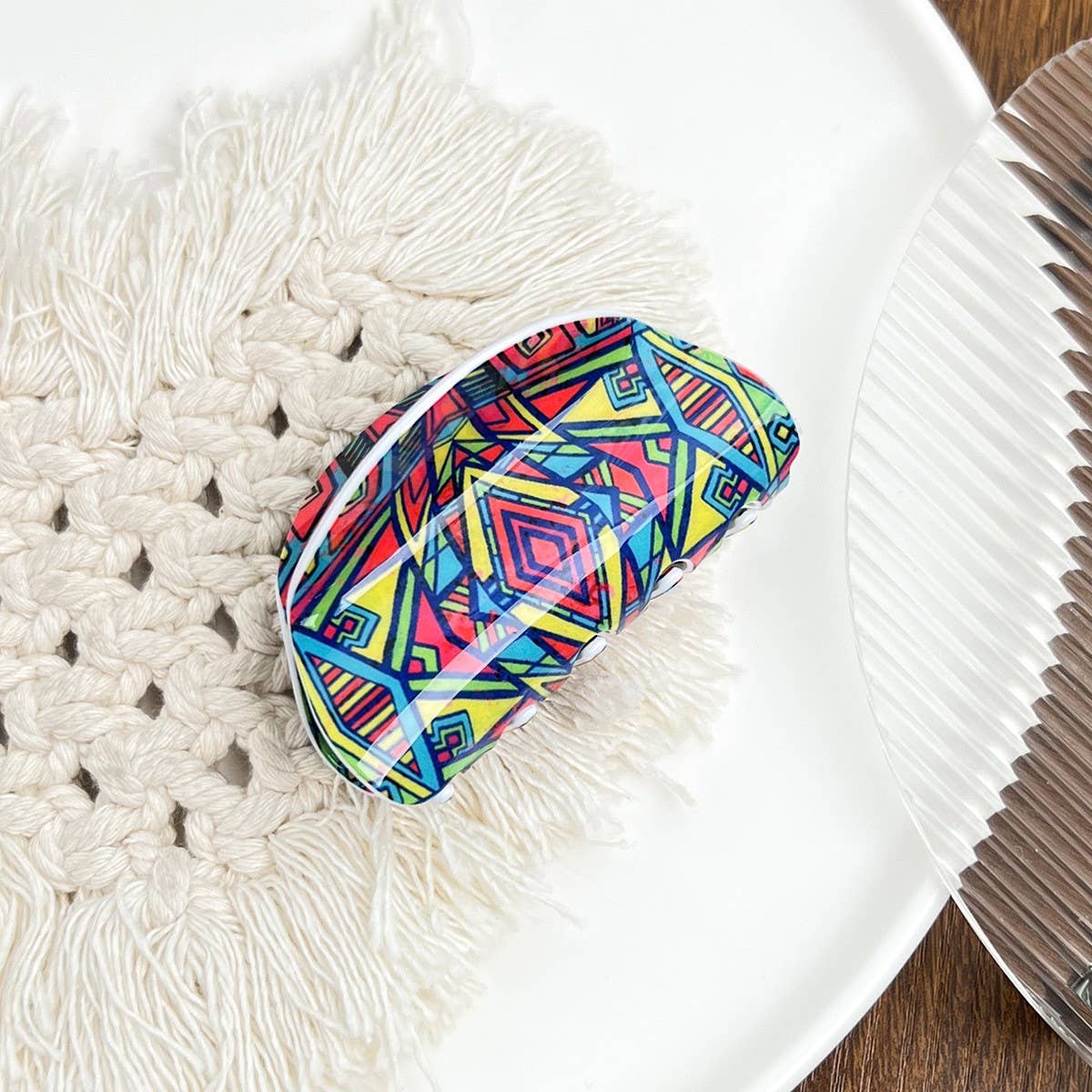 Bohemian Polka Dot Acrylic Hair Claw Unique Design_CWAHA2074