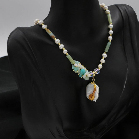 WOMEN'S DESIGNER PEARL PENDANT LONG NECKLACE
