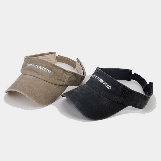 Washed Embroidered Letter Visor Cap -Golf Sun Hat_CWAH3309