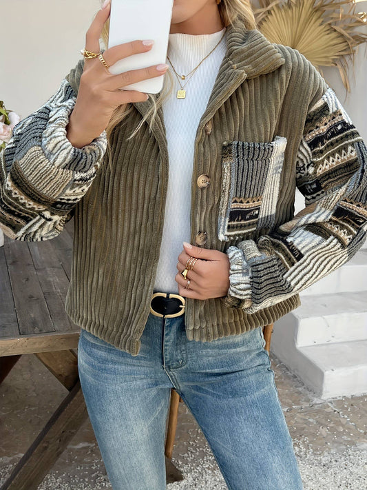 Lapel single-breasted loose color-blocking coat